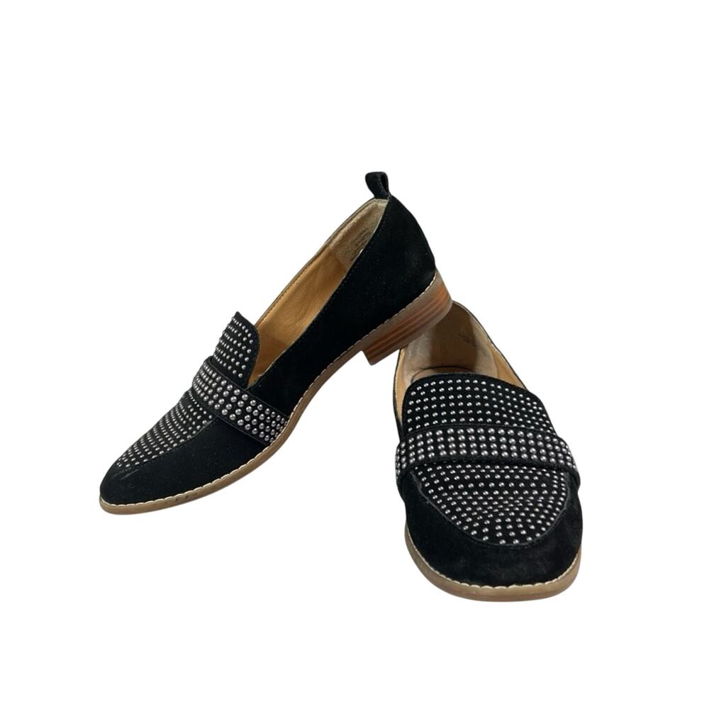 Crown Vintage Lorina Studded Suede Loafers Size 8.5 Shoes Black